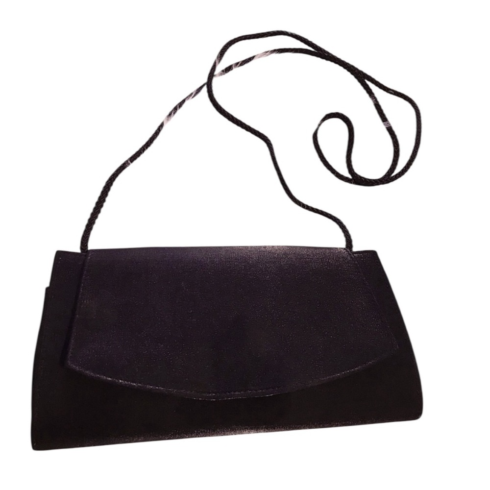 LA REGALE Vintage Black Nylon Clutch Handbag EUC